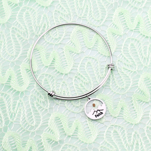 Pulsera Ajustable y Elástica de Acero Inoxidable con Semilla de Mostaza y la Frase '<span class=keywords><strong>Faith</strong></span> Move Mountains', Joyería Inspirada en la Fe, Resistente al Deslustre - Product Image 5