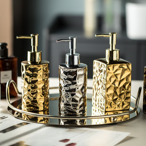 Elegantes Dispensadores <span class=keywords><strong>de</strong></span> Cerámica Cilíndricos Dorados/Plateados, 5 Piezas en Stock para Hoteles, Clubes, Botellas <span class=keywords><strong>de</strong></span> Champú, Gel <span class=keywords><strong>de</strong></span> Ducha, Jabón <span class=keywords><strong>de</strong></span> Manos - Product Image 1