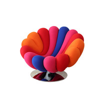 Sillón Giratorio de Diseño Moderno y Sencillo, Modelo 2023-5 Sunflower, de Metal, para Espacios Pequeños