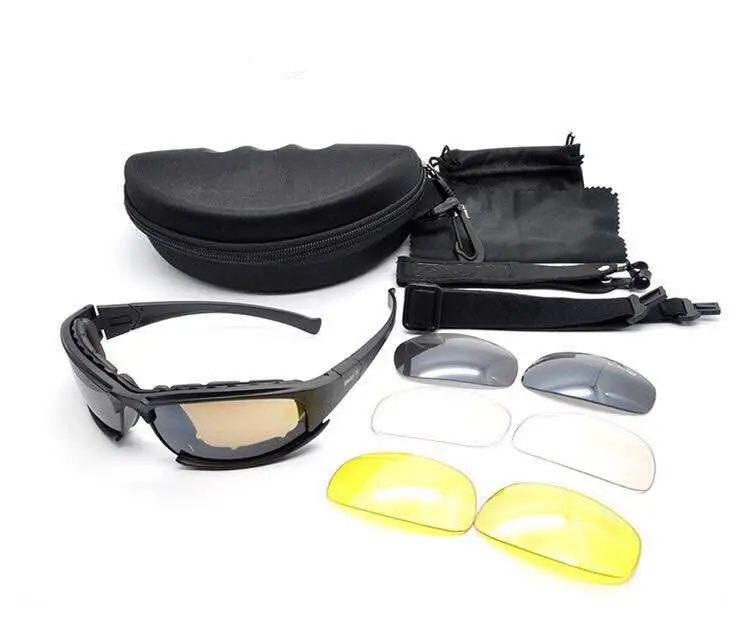 Tactical X7 Goggles 4 Lens Motorcycle Riding Glasses Combat Goggles