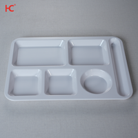 Plateau en mélamine céladon personnalisable de 14 pouces, durable, super ustensile de cuisine, en plastique, pour restaurants de restauration rapide, assiettes à 6 compartiments