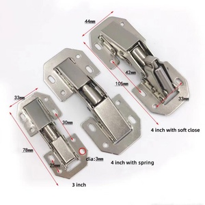 Charnière à ressort sans fente de 3 pouces pour porte d'armoire, charnière grenouille à 90 degrés pour cuisine moderne, salon, bureau à domicile - Product Image 5