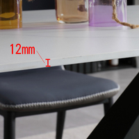 Table à manger rectangulaire moderne et écologique en pierre frittée avec un plateau de 130/160/180 cm et quatre chaises, support en acier métallique, mobilier de maison