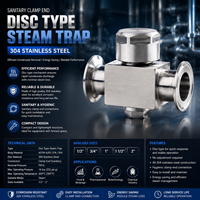 Trampa de vapor de flotador de bola FT14, Trampa de vapor de cubeta invertida con brida UNOX, Trampa de vapor termodinámica con brida UNOX roscada