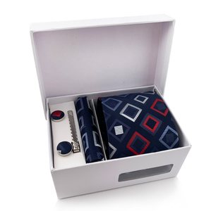 High Quality Necktie With <b>Gifts</b> <b>Box</b> Pocket Square Cufflinks Tie Clip Set for Wedding - Product Image 1