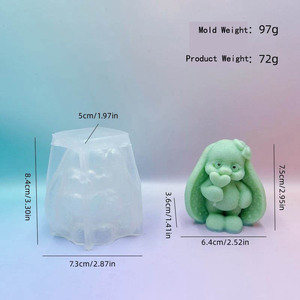Cetakan silikon lilin wangi kartun kelinci DIY mengambil hati Lollipop kelinci cetakan kue Gel tetesan gipsum - Product Image 5