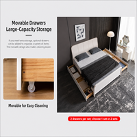 Komfortables Schwarzes Eichen-S-Bett mit Kopfteil in S-Form, Hochbelastbares Massivholz-Doppelbett - Modernes Softbett