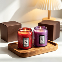 Bougie artisanale en cire de soja parfumée personnalisée dans un bocal en verre avec couvercle à motif en relief pour la décoration de la maison, Diwali, Fête des Pères, durée de combustion de 60 heures