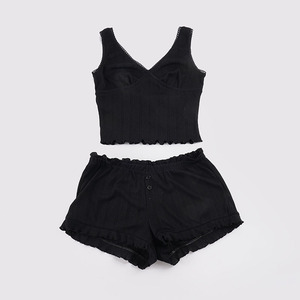Ensemble deux pièces uni avec détail de nœud pour femme – Tenue décontractée et confortable en tissu de qualité - Product Image 2