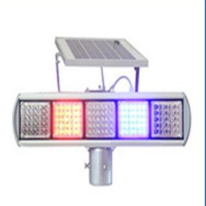 Luz de Advertencia de Tráfico Solar LED Intermitente Roja y Azul de Doble Cara con Montaje en Poste, Marco de Aluminio IP65 - Product Image 1