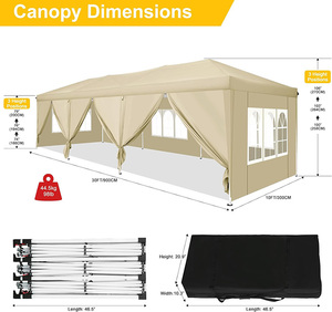 Patio extérieur pelouse jardin étanche avec 6 parois latérales tente de fête 10x30ft Pop up auvent extérieur camping auvent tente - Product Image 2