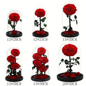 Cadeaux de la Saint-Valentin en gros, roses préservées, savon en PVC, fleurs permanentes dans un coffret cadeau en verre - Product Image 1