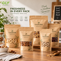 Sachets en papier kraft personnalisés GLY PACK avec fenêtre transparente et fermeture éclair refermable pour l'emballage de noix, graines et épices – Vente en gros