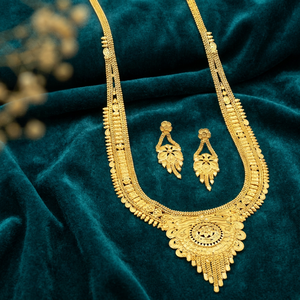 Collares largos de oro laminado de 14K, 18K, 24K al por mayor, collares largos tradicionales, conjunto de joyería de latón con oro laminado de moda - Product Image 2