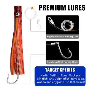 Esche da traina da 7'' per la pesca d'altura di grandi prede, con testa a jet e gonne a polpo, per la pesca al Mahi - Product Image 4