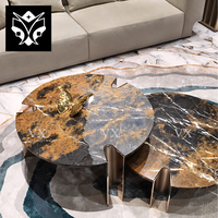 Table basse moderne et créative en marbre et acier inoxydable pour salon, avec taille personnalisée et service OEM/ODM