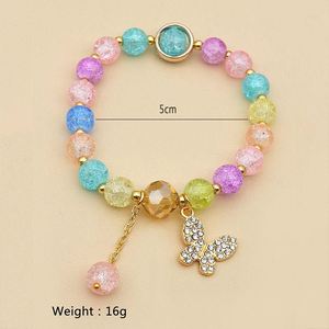 New Exquisite Butterfly Pendant Colorful <b>Crystal</b> Glass Beaded <b>Bracelets</b> 8mm Beads Bangle Chain Sets Jewelry Making Wedding Gift - Product Image 3