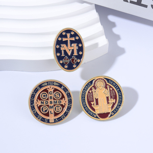 Pins Esmaltados de Medalla de Cruz Católica, Broche de Oración Latina de San Benito y la Virgen María, Joyería <span class=keywords><strong>Religiosa</strong></span>, Regalo - Product Image 2