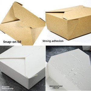 Boîte à lunch jetable en papier kraft de qualité alimentaire, micro-ondable et biodégradable pour salade, <span class=keywords><strong>poulet</strong></span> frit, frites, plats à emporter, bento - Product Image 5