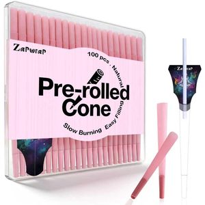 Zapwrap Cônes pré-roulés 100 pièces King Size Rose Naturel Écologique Végétalien Combustion lente Remplissage facile - Product Image 1