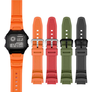 Vente chaude 18mm Remplacement Bracelets De Montre Accessoires pour Casio AE-1000W <span class=keywords><strong>AQ</strong></span>-<span class=keywords><strong>S810W</strong></span> Logo Personnalisé Bracelets De Montre En Caoutchouc - Product Image 1