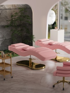 Table de massage contemporaine en cuir PU avec appui-tête intégré, cadre métallique réglable, mobilier de salon - Product Image 3