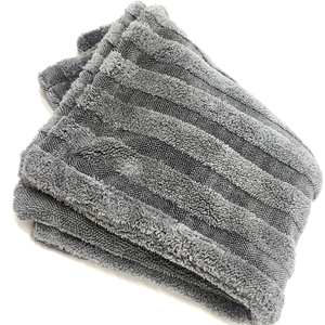 Chiffon de nettoyage en <span class=keywords><strong>tissu</strong></span> torsadé mélangé <span class=keywords><strong>polaire</strong></span> corail 1200 GSM de qualité supérieure, 50x80cm, gris, haute densité, épaisseur premium, pour lavage de voiture et usage domestique - Product Image 1