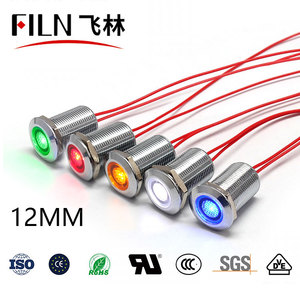 FILN 12mm <span class=keywords><strong>16mm</strong></span> LED मेटल इंडिकेटर लाइट 12v वॉटरप्रूफ सिग्नल लैंप नीला लाल LED धमाका प्रूफ पायलट लाइट इंडिकेटर - Product Image 3
