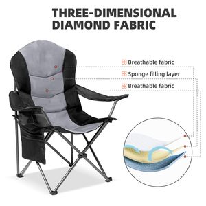 Huge Oversize Sturdy Heavy Duty Portable Easy Carrying Free Assembly <b>Padded</b> Fabric Metal Folding Fishing Camping <b>Chair</b> - Product Image 5