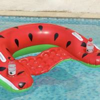 Chaise longue gonflable en forme de pastèque pour piscine, avec poignée intégrée et porte-gobelet, chaise flottante pour la piscine et la plage en été