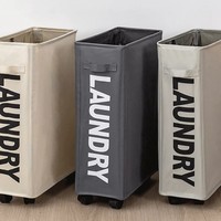 Panier de rangement pliable multifonctionnel, petit panier à linge pour la maison avec roulettes