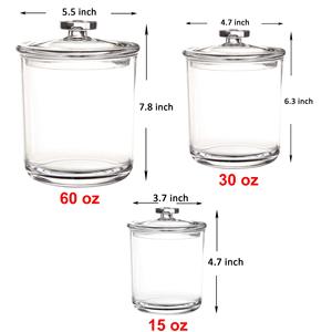 60oz 30oz 15oz Glazen Voorraadpotten <span class=keywords><strong>Set</strong></span> met Luchtdichte Deksels Brede Opening Keukenbusjes - Product Image 2
