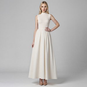 Vêtements pour femmes tricoté tissé Patchwork <span class=keywords><strong>pull</strong></span> <span class=keywords><strong>sans</strong></span> manches robe été jupes décontracté Maxi dames jupes longue robe pour les femmes - Product Image 1