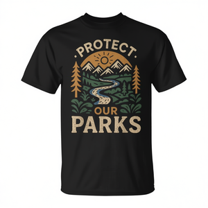 Protect Our Parks Mountain T-Shirt Design vintage sur le thème de la nature en plein air - Product Image 2