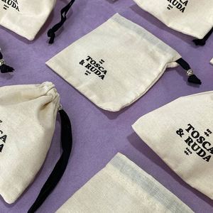 Customised Print Logo 100% Organic Cotton <b>Drawstring</b> Bag Reusable Fabric Cotton Dust <b>Pouch</b> Recycle Small Cotton Packaging <b>Pouch</b> - Product Image 2