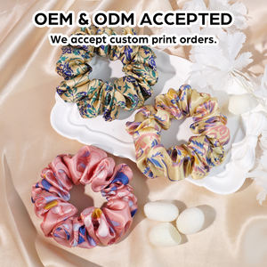 カスタムロゴシルクScrunchie 3.5cmプリントスリップスキニーファッション高級無地16MM 100% 桑シルク - Product Image 5