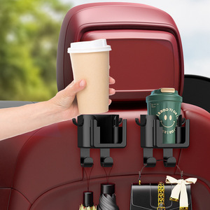 Gancho para reposacabezas de coche, portavasos negro de ABS, almacenamiento multifuncional para el respaldo del asiento con ganchos y portavasos - Product Image 1