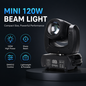 <span class=keywords><strong>Lyre</strong></span> 120W LED Mini Sharpy Beam Moving Head RGBW DMX, équipement d'éclairage de scène pour KTV, DJ, discothèque, Gobo RGBW, couleur blanche, contrôle DMX512 - Product Image 1