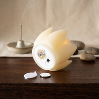 Bougie électronique LED Lotus Bougie de nuit en plastique sans fumée et sûre Lanterne Festival Halloween Ramadan Prière Célébration Fête
