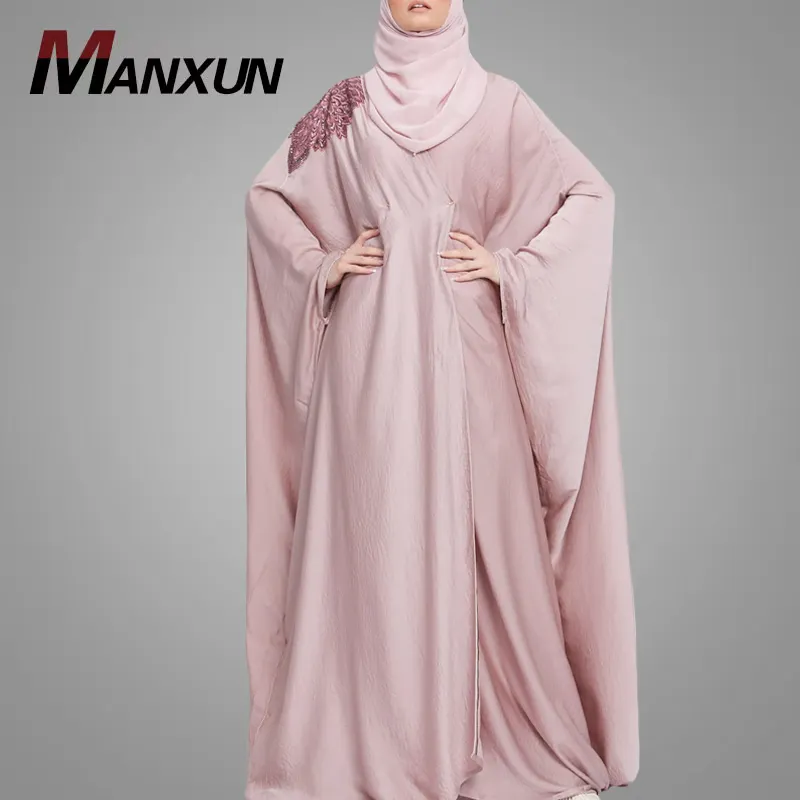 2022 di alta qualità Plus Size abito caftano musulmano Hotsale manica a sfera Abaya Jilbab elegante rosa medio oriente abiti arabi Dubai