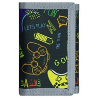 Dompet Leher Dada Portabel Anak Unisex Berbahan Kulit Asli Lapisan PU dengan Ritsleting Pendek, Motif Kartun Video Game