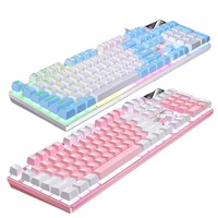 Clavier mécanique de jeu pour PC USB filaire à 104 touches rétroéclairé RVB, couleurs mélangées