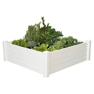 Jardinière surélevée <span class=keywords><strong>en</strong></span> PVC blanc facile à assembler, bac à fleurs <span class=keywords><strong>en</strong></span> vinyle PVC - Product Image 1