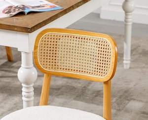 Custom-designed commercial leather-<b>padded</b> wooden coffee <b>chairs</b> with modern convertible portable rattan backrests for dining room - Product Image 5