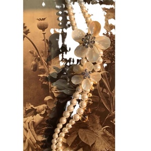 Elegante oro cristal Choke doble capa flor Natural Shell alta calidad hecho a mano amor poema doble capa collar de perlas - Product Image 2