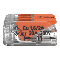 Connecteur Wago 3 Pôles Original 221-413 en Plastique pour Fil Électrique avec Leviers de Manœuvre, En Stock