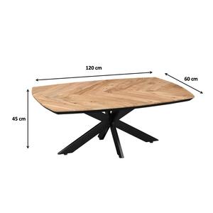 Table basse Maverick contemporaine en bois naturel à chevrons |   Rectangulaire |   Base en fer étoilée |   Bureau à domicile, salon - Product Image 2