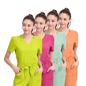Set di Scrub per allattamento lavabile in poliestere Rayon Spandex in tessuto verde morbido antirughe per uniformi da cura da donna - Product Image 1
