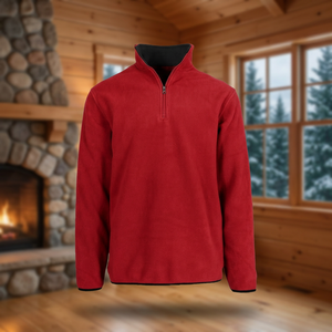 Sudadera de Forro Polar Roja para Hombre con Cierre de Cremallera, Cuello Alto, Corte Regular, Estilo Casual de Primavera, Estampado con Bordado 3D - Product Image 3