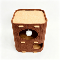 Condo pour chat pliable classique en feutre écologique et coloré, durable, avec entrées multiples, idéal pour les maisons modernes - Noël